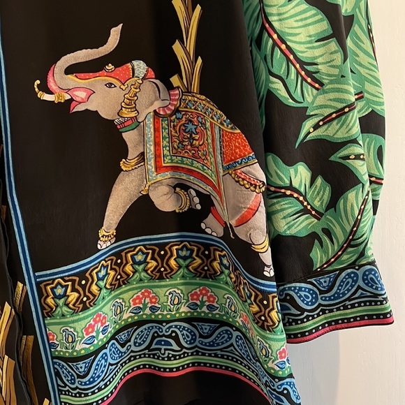 Vintage Diane Gilman Silk Elephant Shirt Size L Like New - Picture 3 of 8